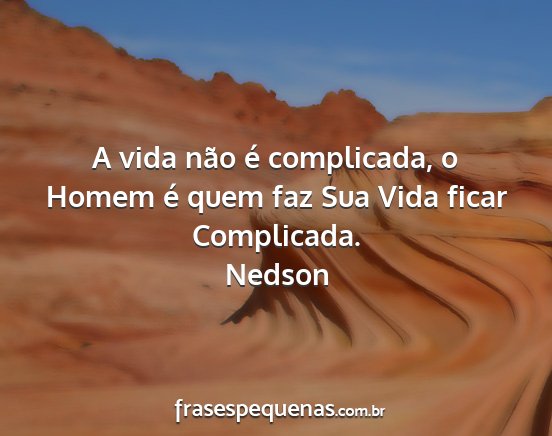 Nedson - A vida não é complicada, o Homem é quem faz...