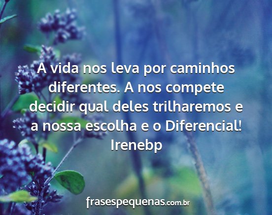 Irenebp - A vida nos leva por caminhos diferentes. A nos...