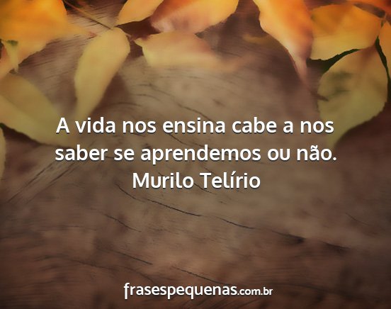 Murilo Telírio - A vida nos ensina cabe a nos saber se aprendemos...