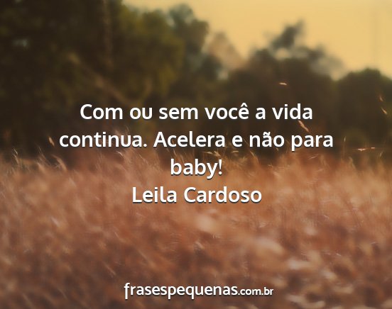 Leila Cardoso - Com ou sem você a vida continua. Acelera e não...