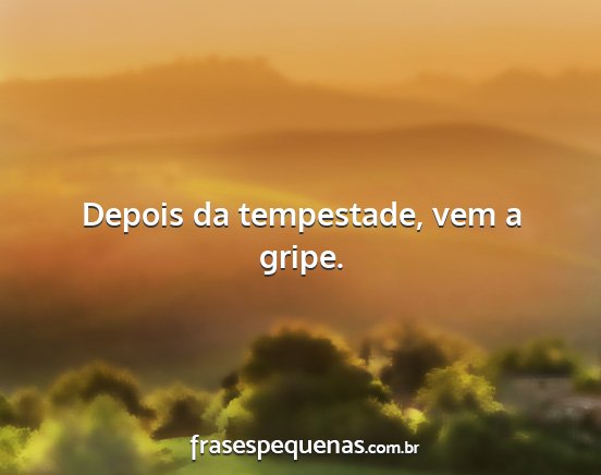 Depois da tempestade, vem a gripe....