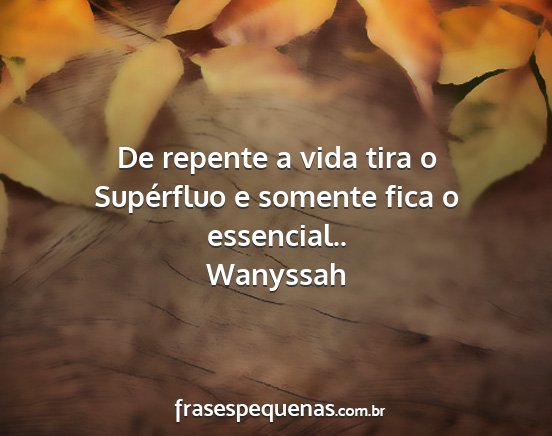 Wanyssah - De repente a vida tira o Supérfluo e somente...