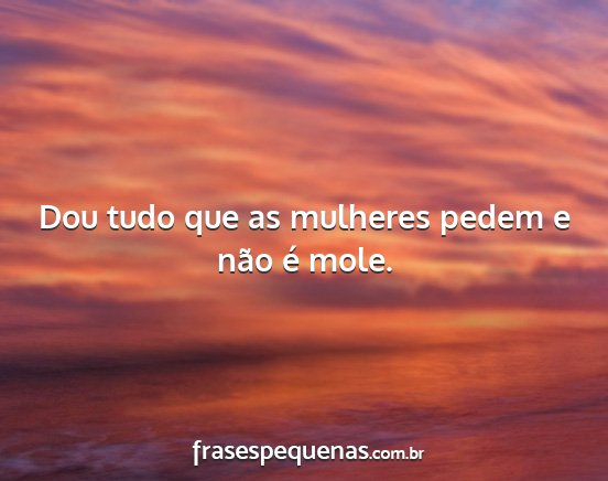 Dou tudo que as mulheres pedem e não é mole....