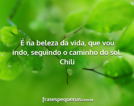 Chili - É na beleza da vida, que vou indo, seguindo o...