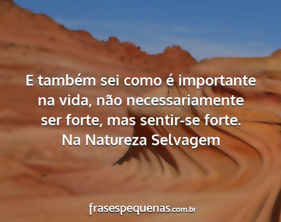 Na Natureza Selvagem - E também sei como é importante na vida, não...