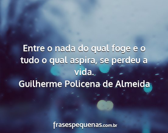 Guilherme Policena de Almeida - Entre o nada do qual foge e o tudo o qual aspira,...