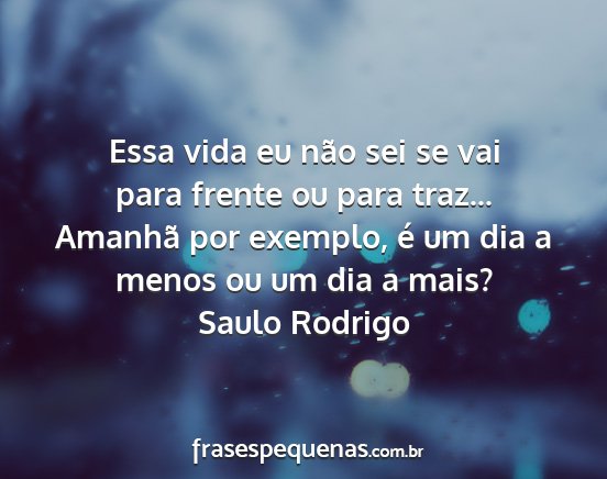 Saulo Rodrigo - Essa vida eu não sei se vai para frente ou para...