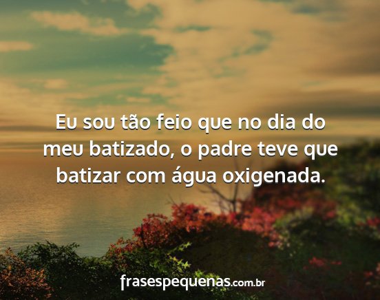 Eu sou tão feio que no dia do meu batizado, o...