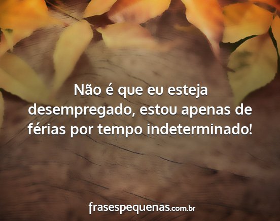 Não é que eu esteja desempregado, estou apenas...