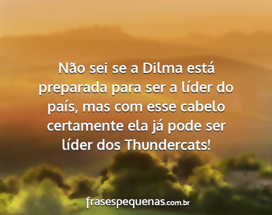 Não sei se a Dilma está preparada para ser a...