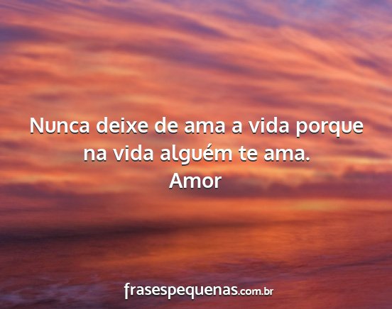 Amor - Nunca deixe de ama a vida porque na vida alguém...