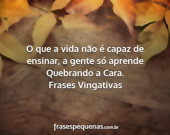 Frases Vingativas - O que a vida não é capaz de ensinar, a gente...