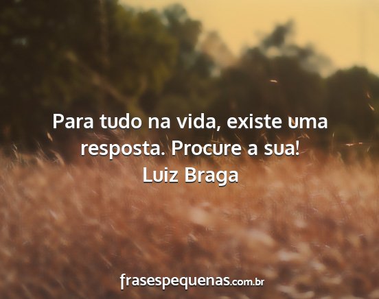 Luiz Braga - Para tudo na vida, existe uma resposta. Procure a...