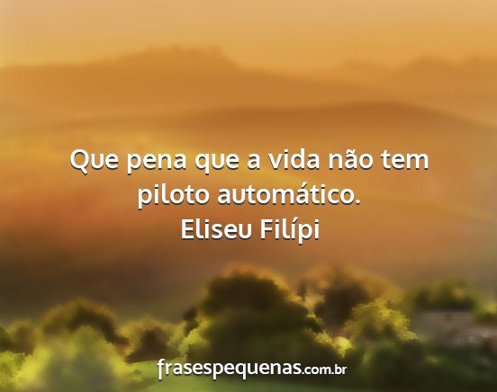 Eliseu Filípi - Que pena que a vida não tem piloto automático....