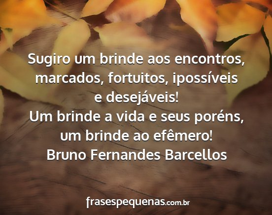 Bruno Fernandes Barcellos - Sugiro um brinde aos encontros, marcados,...