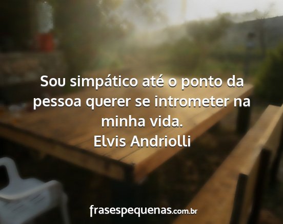 Elvis Andriolli - Sou simpático até o ponto da pessoa querer se...