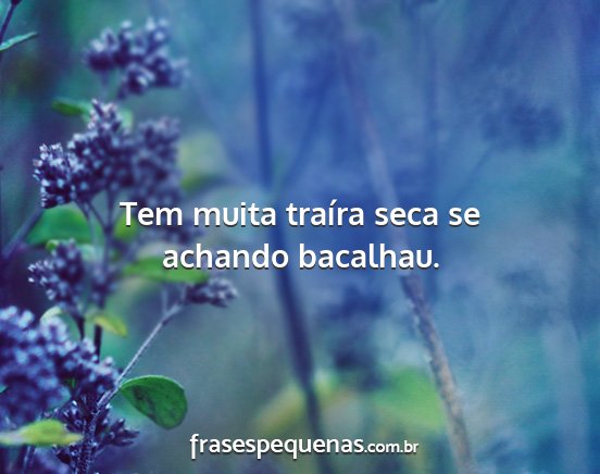 Tem muita traíra seca se achando bacalhau....