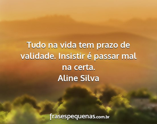 Aline Silva - Tudo na vida tem prazo de validade. Insistir é...