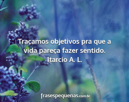 Itarcio A. L. - Traçamos objetivos pra que a vida pareça fazer...