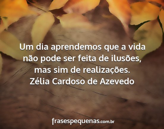 Zélia Cardoso de Azevedo - Um dia aprendemos que a vida não pode ser feita...