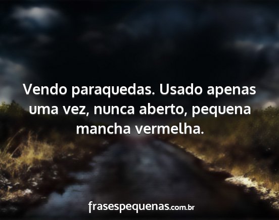 Vendo paraquedas. Usado apenas uma vez, nunca...