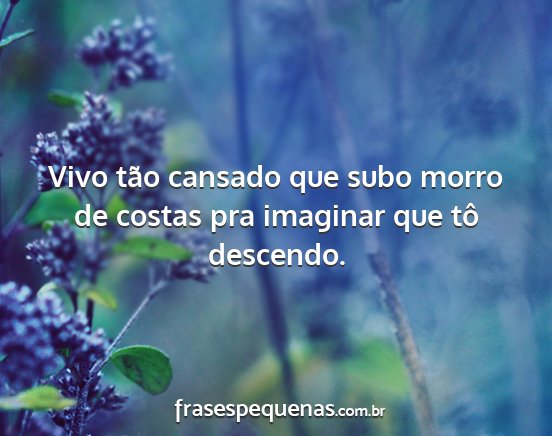 Vivo tão cansado que subo morro de costas pra...