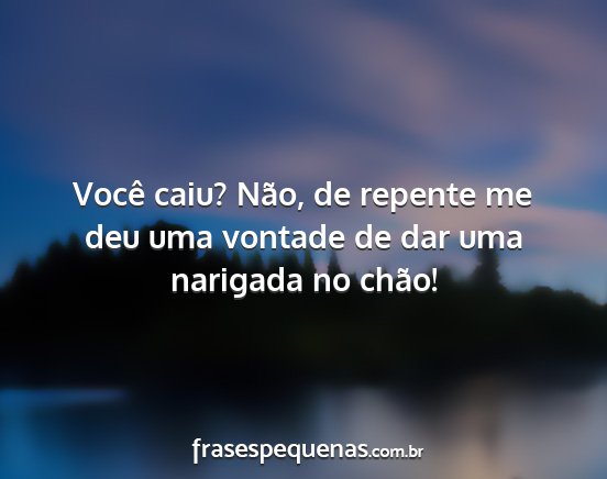 Você caiu? Não, de repente me deu uma vontade...