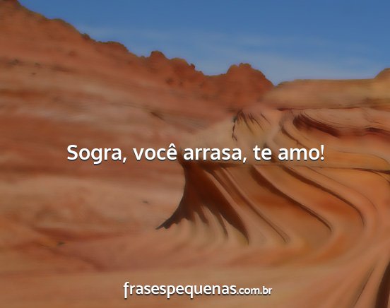 Sogra, você arrasa, te amo!...